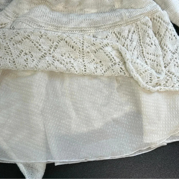 Vintage America Blues Cardigan Women's Large Ivory Boho Fairycore Romantic Sheer - Picture 10 of 12